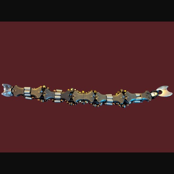 925 Sterling Silver Clasp Artisan Made Beaded Zipper Statement Bracelet 6.25" - Picture 7 of 14